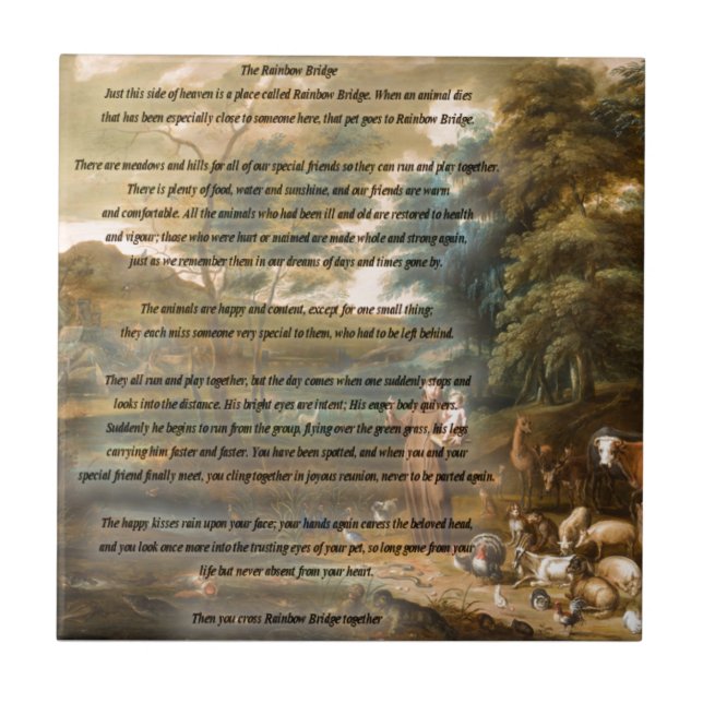 St. Francis of Assisi & The Rainbow Bridge Ceramic Tile (Front)