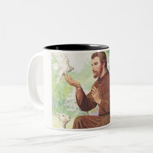 St Francis of Assisi Two_Tone Coffee Mug