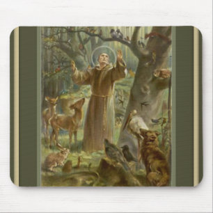 St. Francis of Assisi w/ animals Mouse Pad
