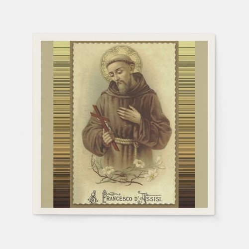 St Francis of Assisi with Crucifix Lilies Paper Napkins