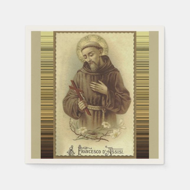 St. Francis of Assisi with Crucifix Lilies Paper Napkins (Front)