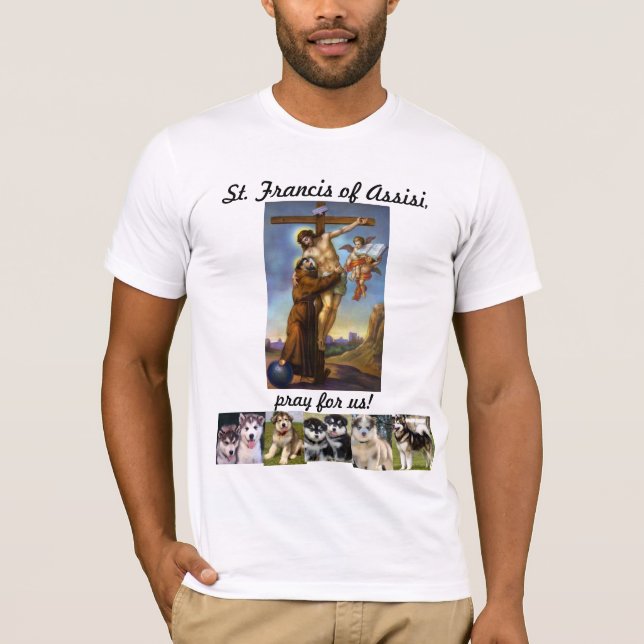 St. Francis of Assisi wtih Dogs T-Shirt (Front)