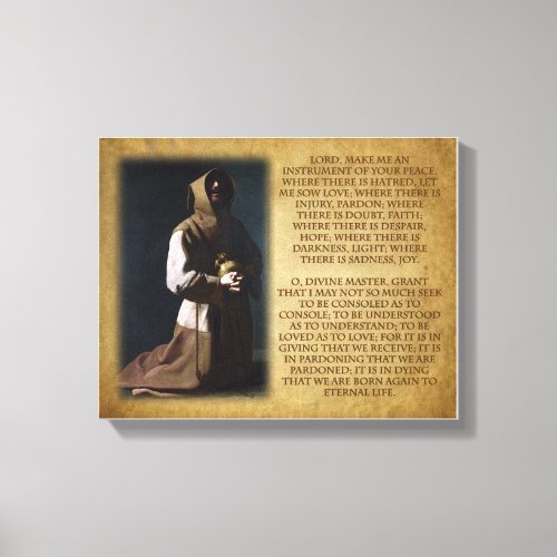 St Francis of Assisis Prayer Canvas Print