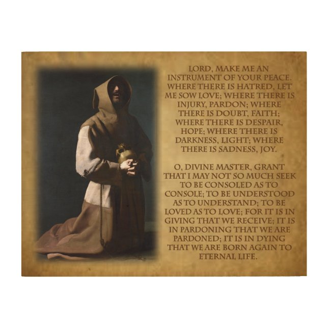 St Francis of Assisi's Prayer Wood Wall Art (Front)
