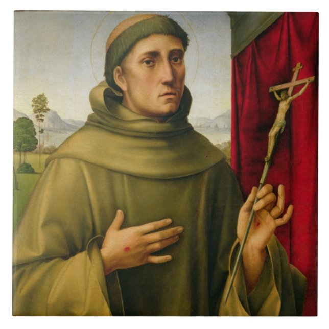 St. Francis of Assissi, c.1490 (tempera on panel) Ceramic Tile (Front)