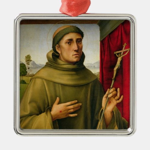 St Francis of Assissi c1490 tempera on panel Metal Ornament