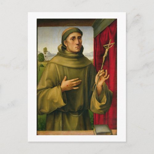 St Francis of Assissi c1490 tempera on panel Postcard