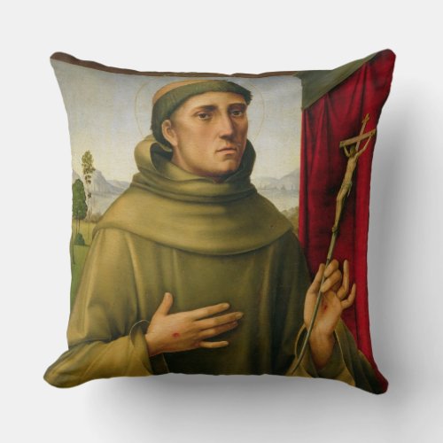 St Francis of Assissi c1490 tempera on panel Throw Pillow
