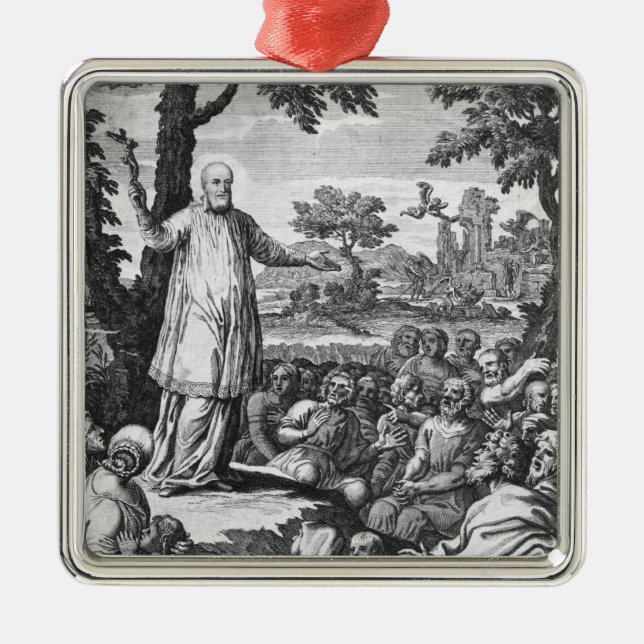 St. Francis of Sales  preaching to the Metal Ornament (Front)