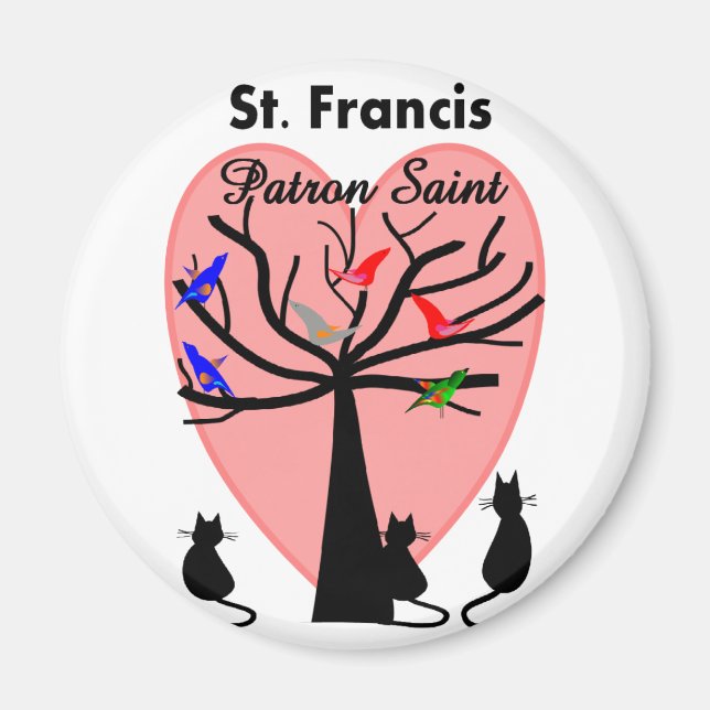 St Francis Patron Saint--Unique Tree and Animals Magnet (Front)
