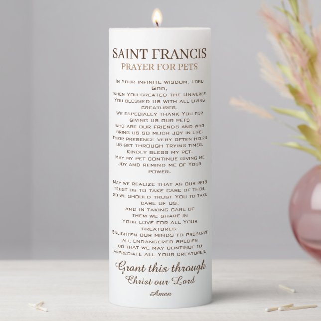 St. Francis Prayer for Pets Pillar Candle (In Situ)