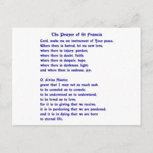 St Francis Prayer Postcard