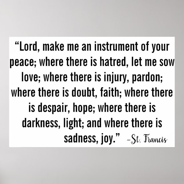 St. Francis Prayer Poster (Front)