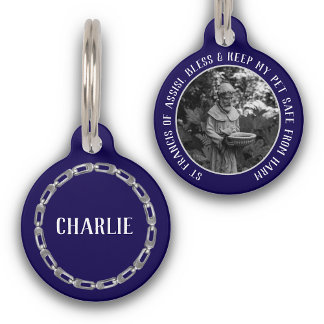 St Francis Safe Pet Protector Name Photo Chain ID Tag