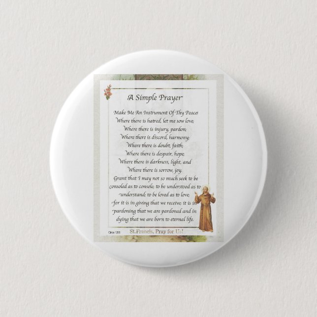 st. francis simple prayer button (Front)