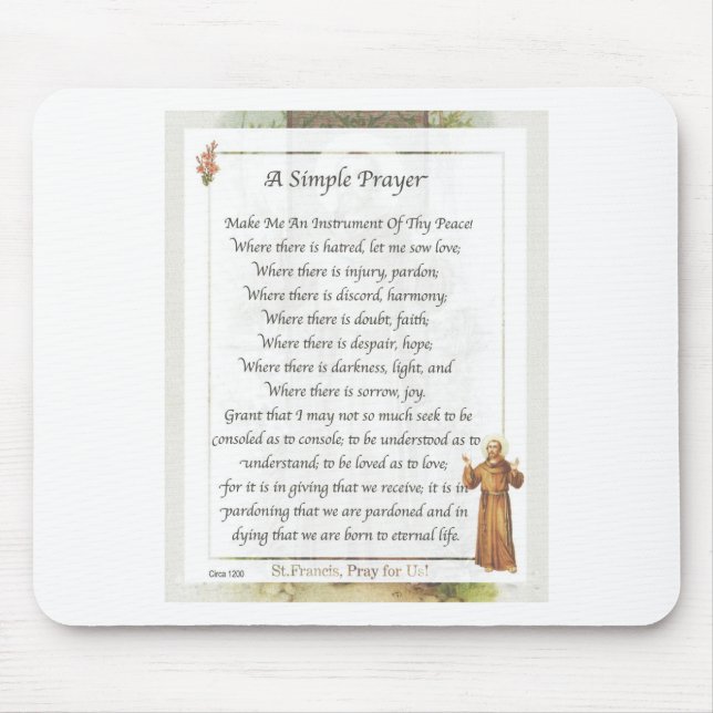 st. francis simple prayer mouse pad (Front)