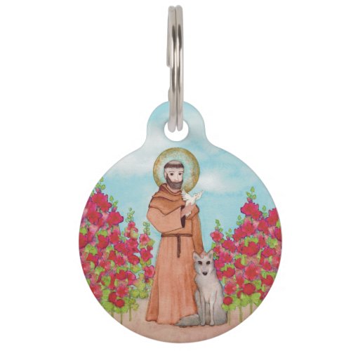 St Francis Watercolor Personalized Pet ID Tag