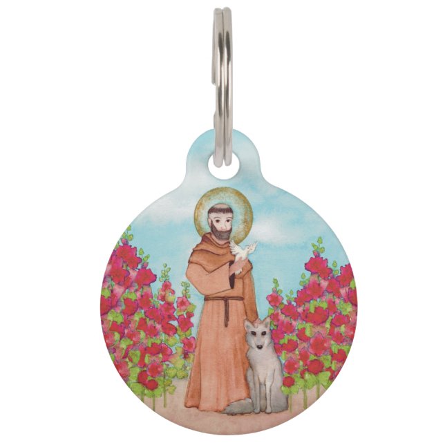 St. Francis Watercolor Personalized Pet ID Tag (Front)