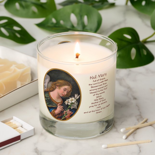 St. Gabriel the Archangel (Bilingual "Hail, Mary") Scented Candle (Lit)