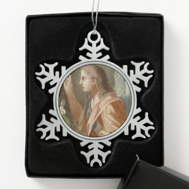 St. Gabriel the Archangel (M 011) Snowflake Pewter Christmas Ornament (Box)
