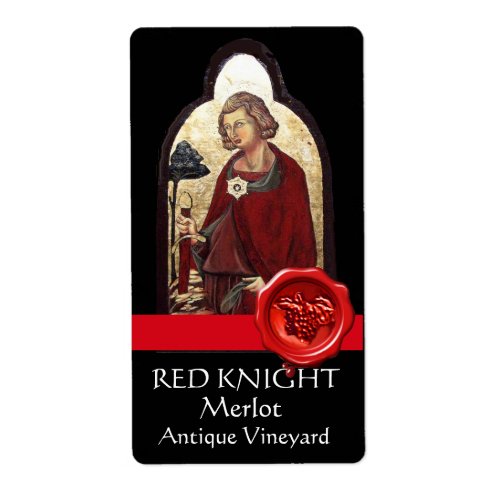 ST GALGANO  KNIGHT WITH SWORD RED WAX SEAL Wine Label