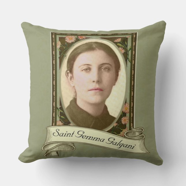 St. Gemma Galgani Patron of Pharmacists Throw Pillow (Front)