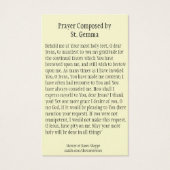 St. Gemma Galgani Patron Saint Holy Card (Back)