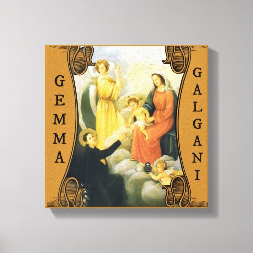 St Gemma Galgani w Mary Jesus  Angels Canvas Print