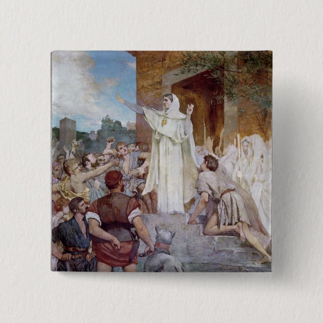 St. Genevieve Calming the Parisians Button (Front)
