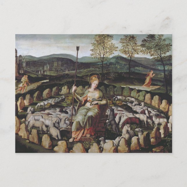 St. Genevieve Guarding her Flock Postcard (Front)