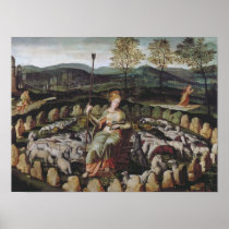 St. Genevieve Guarding her Flock Poster