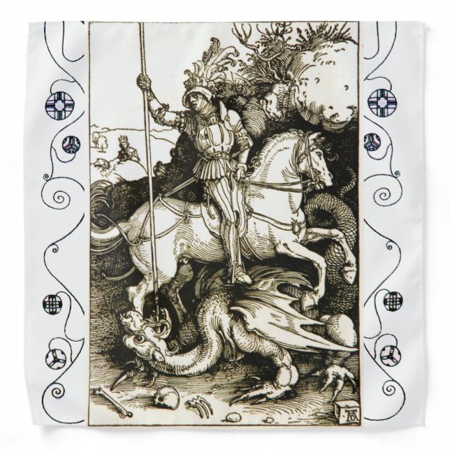 ST. GEORGE AND DRAGON , Black White Bandana (Front)