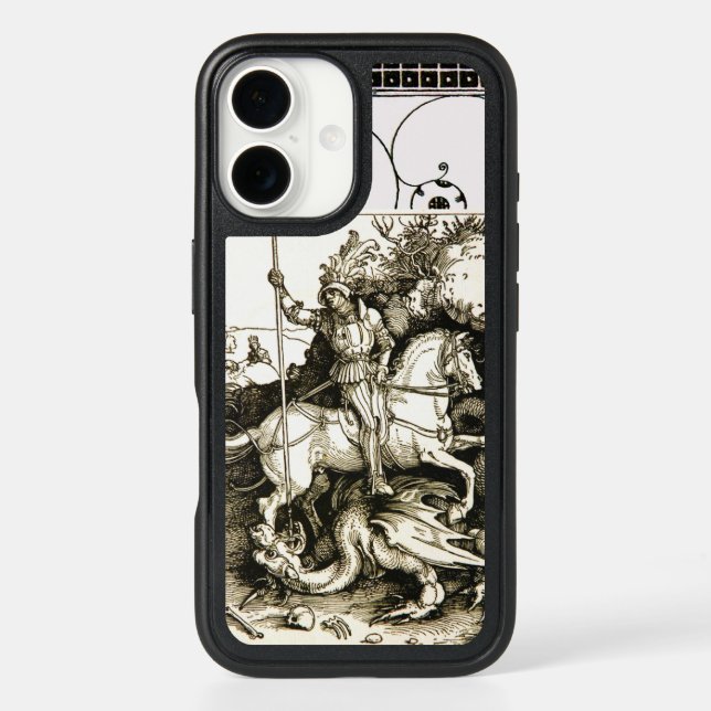 ST. GEORGE AND DRAGON , Black White Otterbox iPhone Case (Back)