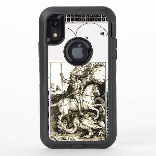 ST GEORGE AND DRAGON  Black White OtterBox Defender iPhone XR Case