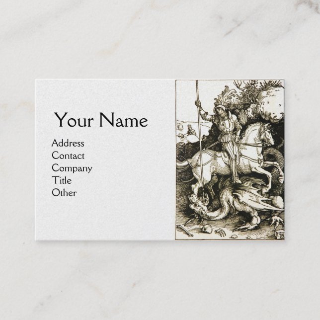 ST. GEORGE AND DRAGON , Black White Pearl Luxury Business Card (Front)