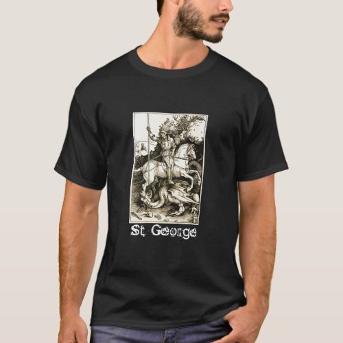 ST GEORGE AND DRAGON  Black White T_Shirt