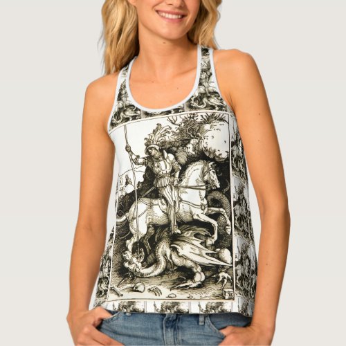 ST GEORGE AND DRAGON  Black White Tank Top