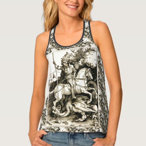ST GEORGE AND DRAGON  Black White  Tank Top