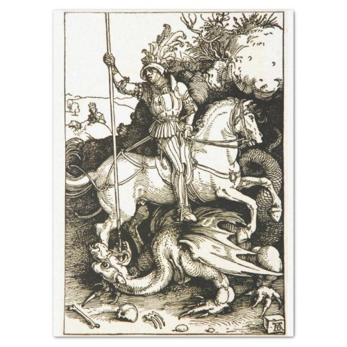 ST GEORGE AND DRAGON  Black White Tissue Paper