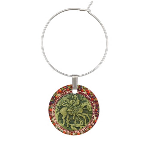 STGEORGE AND DRAGON FLORAL CROWN WINE GLASS CHARM