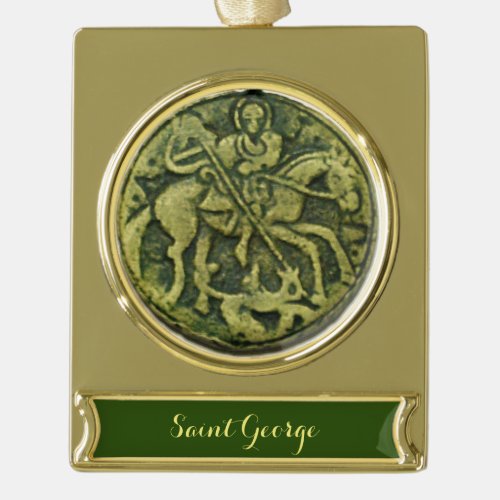 STGEORGE AND DRAGON GOLD PLATED BANNER ORNAMENT