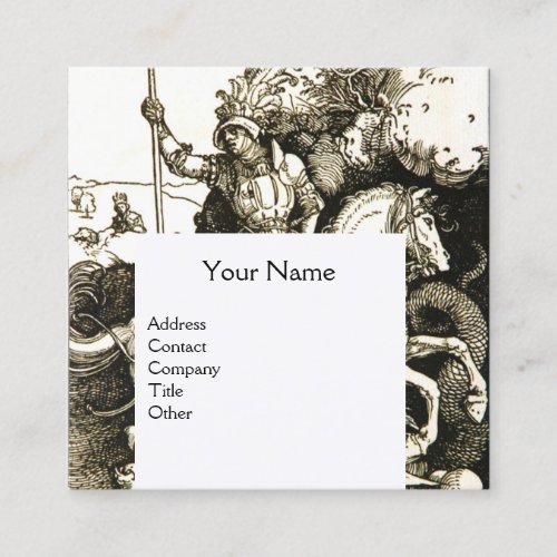 ST GEORGE AND DRAGON MONOGRAM Black White Square Business Card