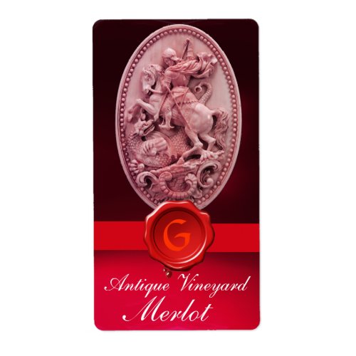 STGEORGE AND DRAGON RED WAX SEAL MONOGRAM Wine Label