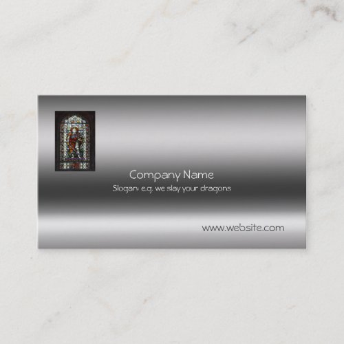 St George and Dragon stained glass _ metallic_look Business Card