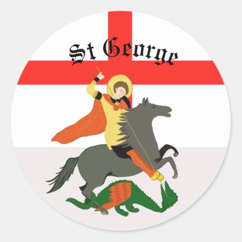 St George and the Dragon and Cross of St George  Classic Round Sticker