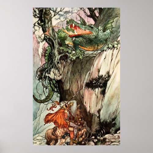 St George and the Dragon by Charles Folkard Poster