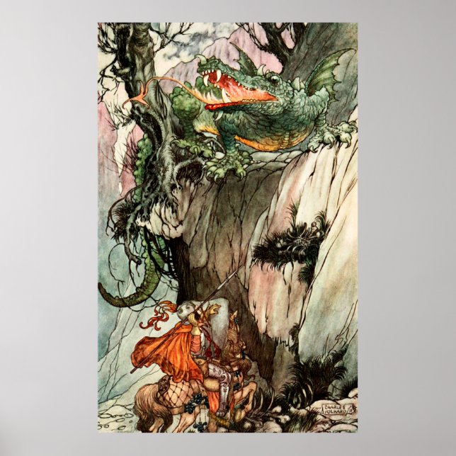 St George and the Dragon by Charles Folkard Poster (Front)