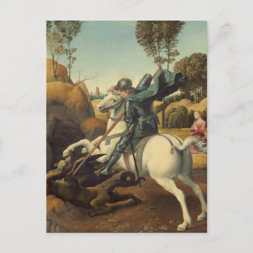 St George and the Dragon by Raphael Postcard