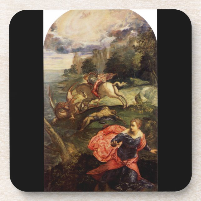St. George and the Dragon by Tintoretto Drink Coaster (Front)