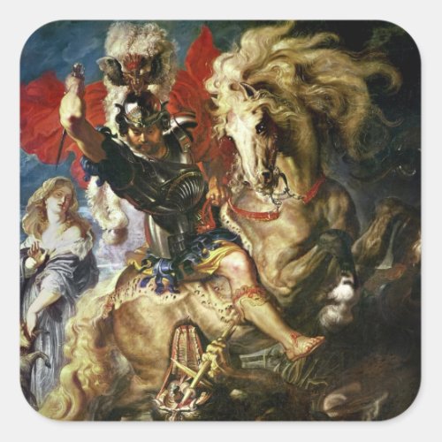 St George and the Dragon c1606 Square Sticker